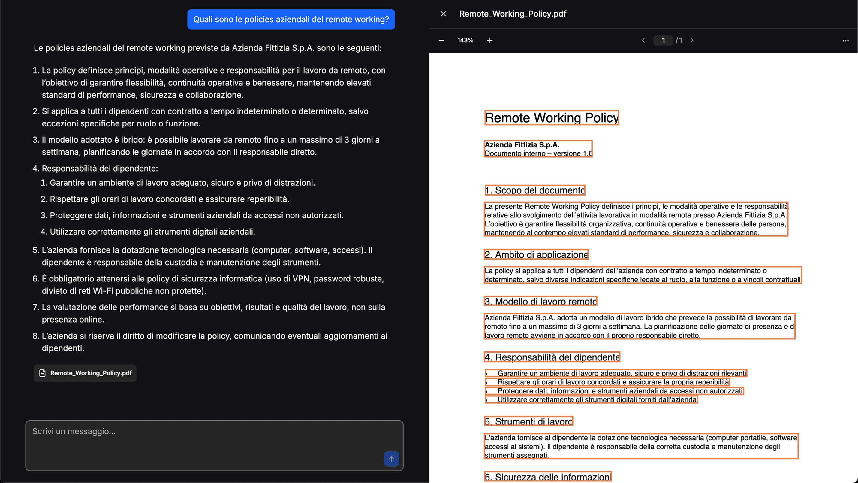 Dual Basement interface with source-linked answers