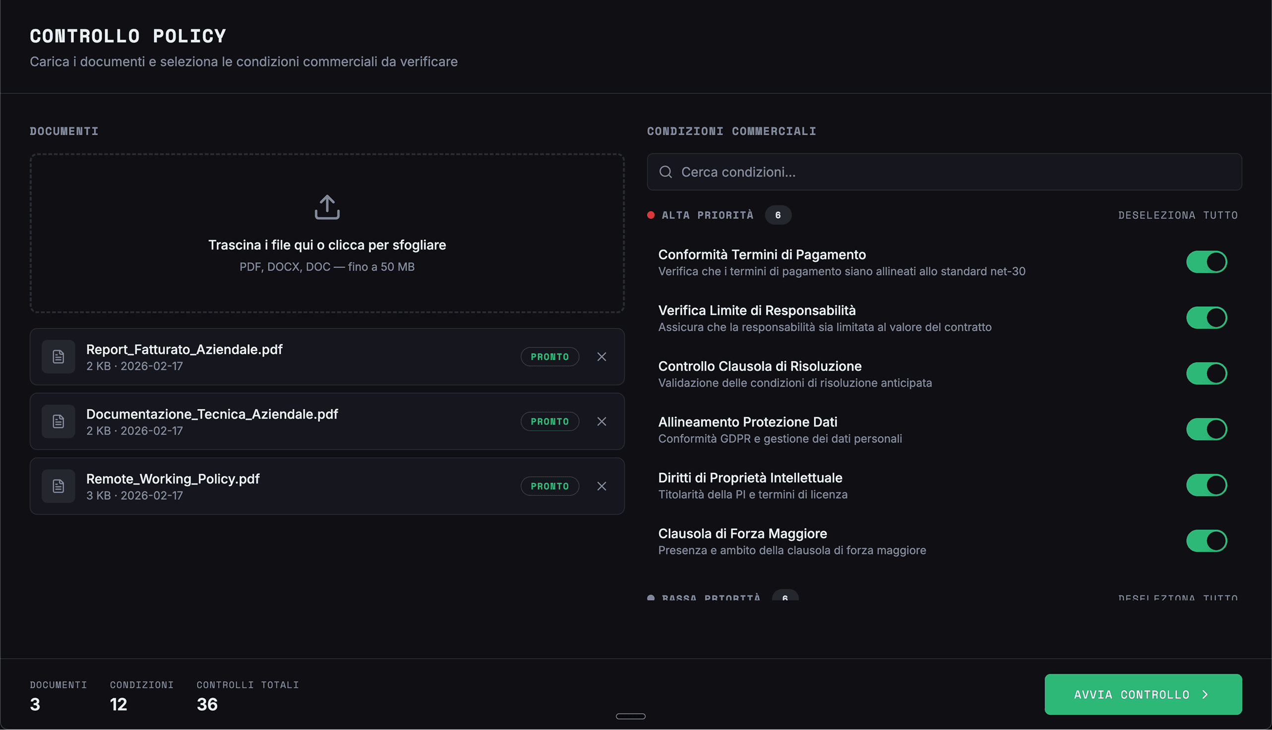 Interfaccia Dual Checker per regole e verifiche documentali