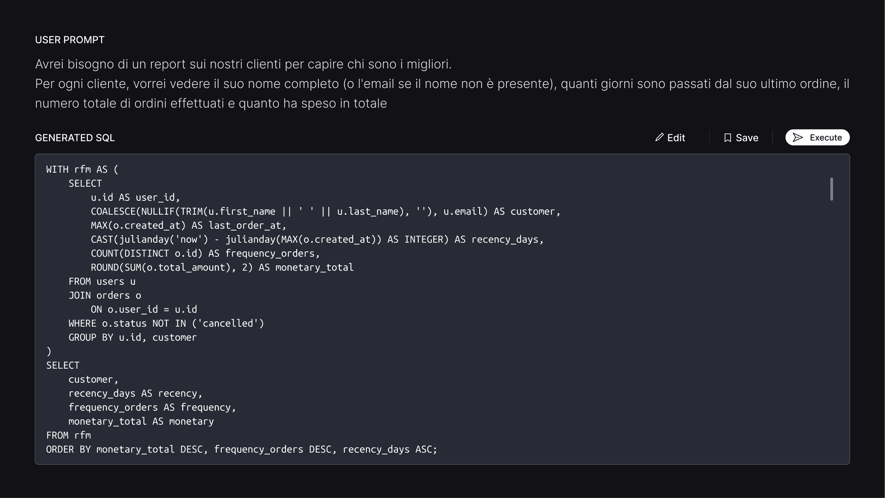 Dual Factory per conversione da linguaggio naturale a SQL